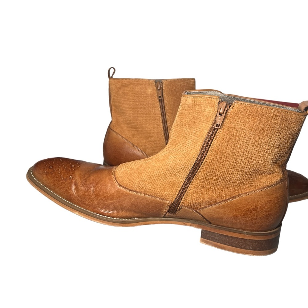 Giovanni Kendrick Leather Ankle Boot Tan Mens 13 Wool Felt Accent - Picture 4 of 11